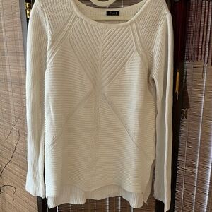 a.n.a Cream Crew Neck Sweater with Textural Knit Patterns